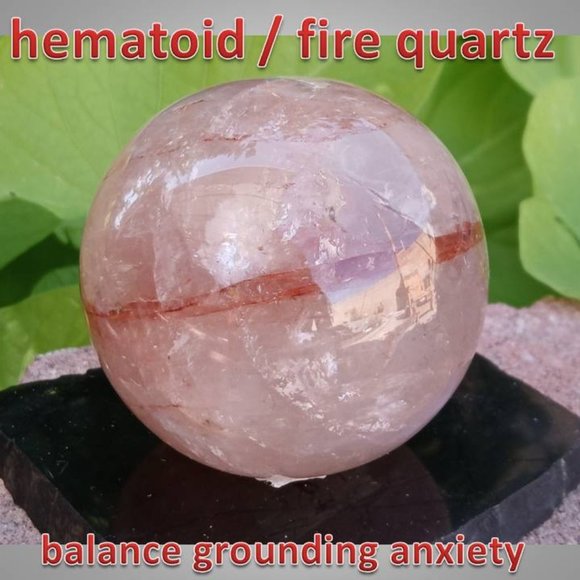 Other - 60mm hematoid / fire quartz sphere stone rock crystal ANXIETY balance GROUNDING1